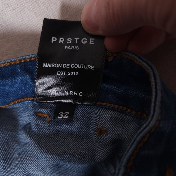 PRSTGE Cargo Snap and Zip Blue Jeans Mens Size 32 Denim Pants Streetwear - Picture 14 of 16